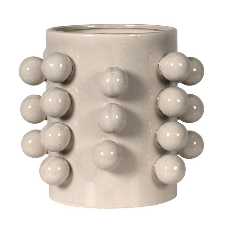 Cream vase with ceramic bobble details