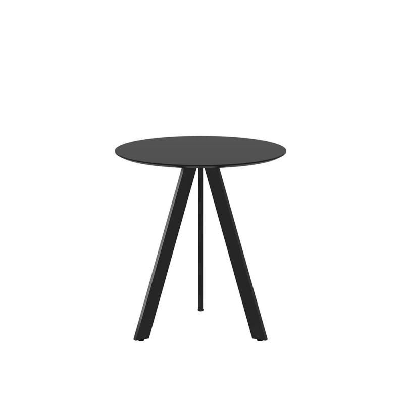 Black bistro table with tapered legs