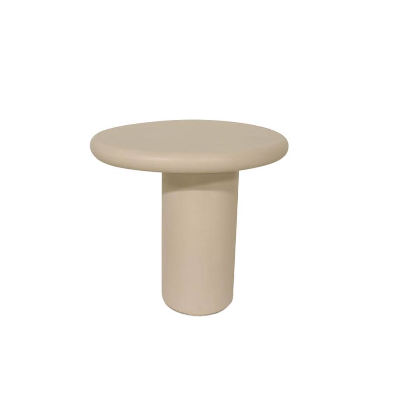 Natural rounded side table with plinth base