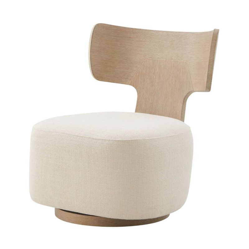 Wooden structure swivel chair with upholstered seat