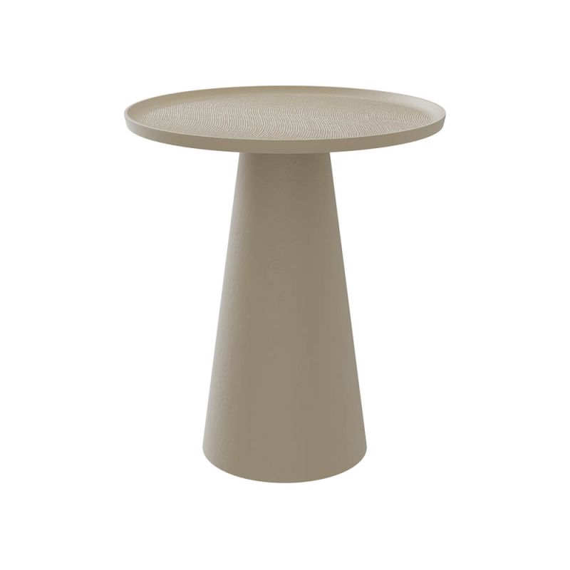 Elegant taupe cone-shaped side table with round top