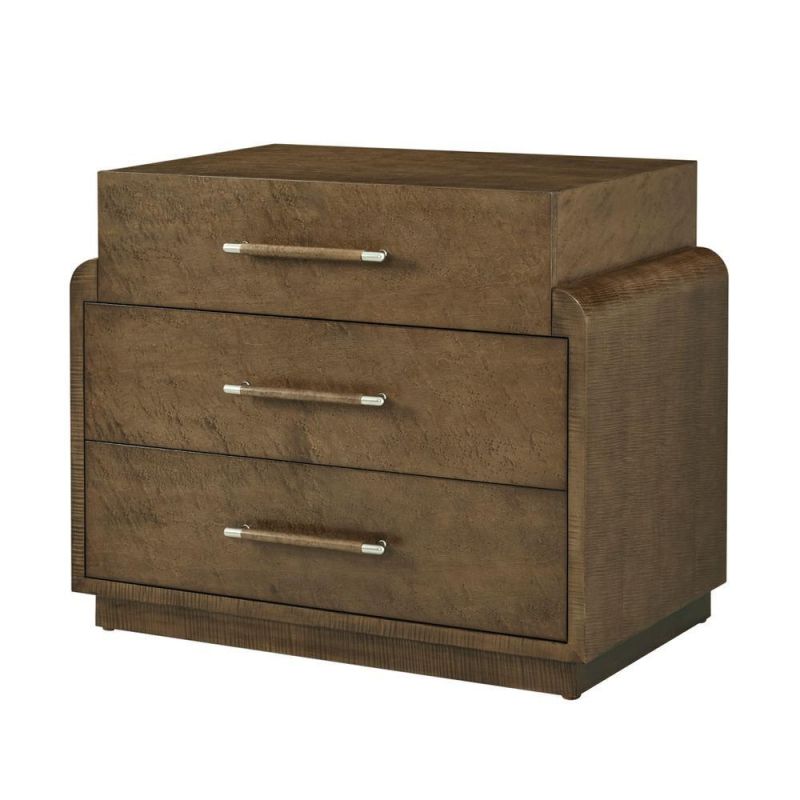 Classic closed bedside table with three spacious drawers