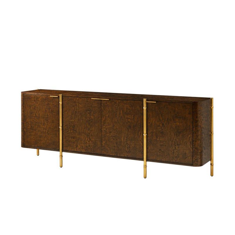 Rich veneer sideboard with brass legs