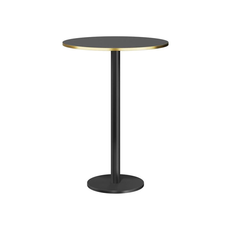 Round black metal bar table with gold trim