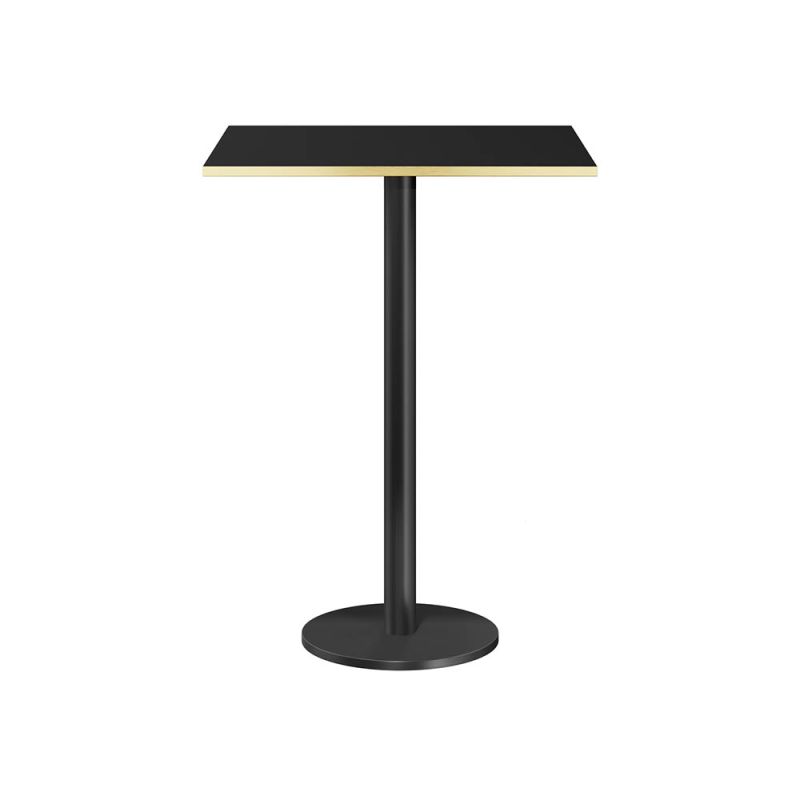 Black square top bar table with gold trim