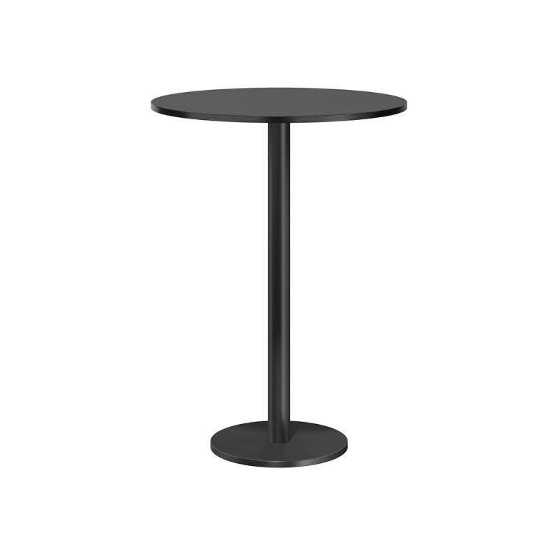 Black metal side table with circular top