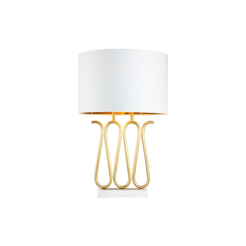 Harp Table Lamp - Brushed Brass & White Marble