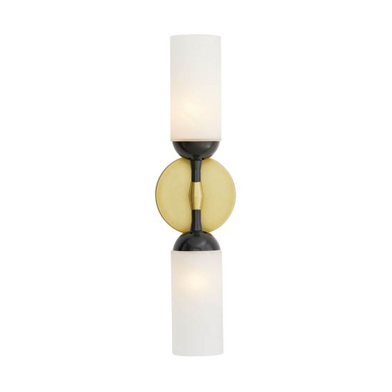 Elegant brass wall lamp with alabaster light above and below