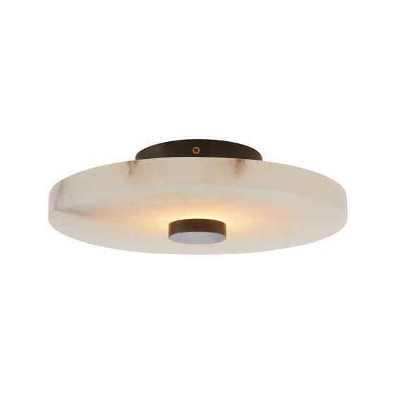 White alabaster and English bronze iron mount with integrated LED light