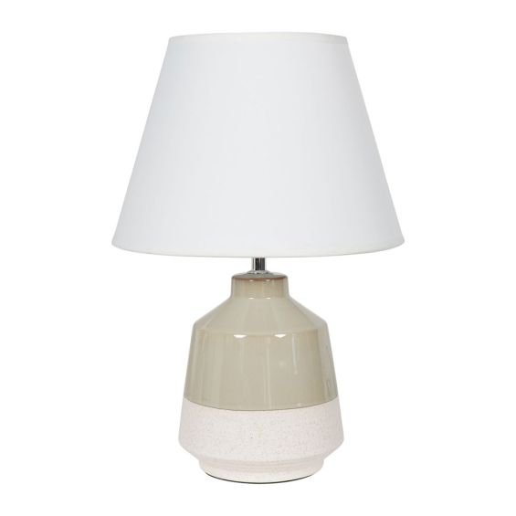 glazed ceramic side lamp with clean finish and neutral tones