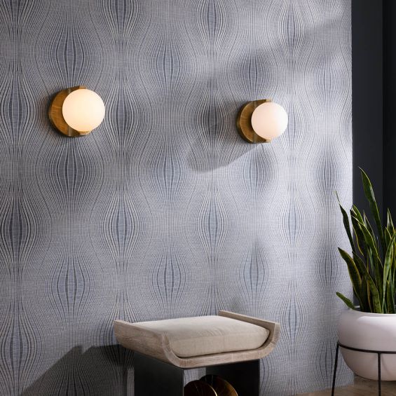 Wood effect sconce with orb shade