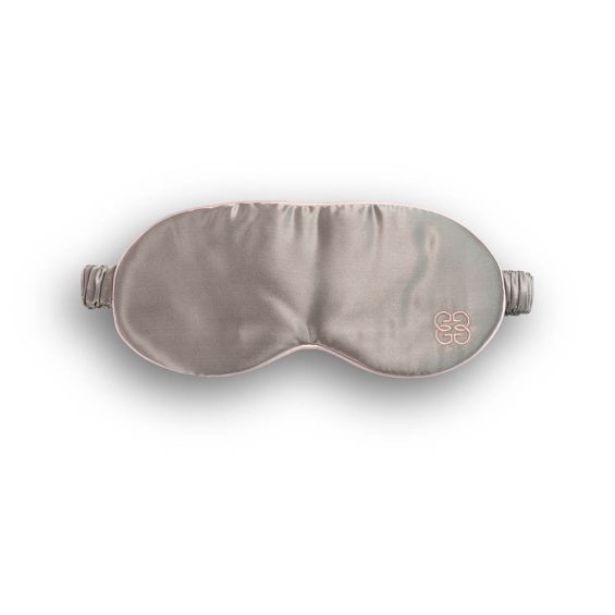 Iridescent grey and pink silk eye mask