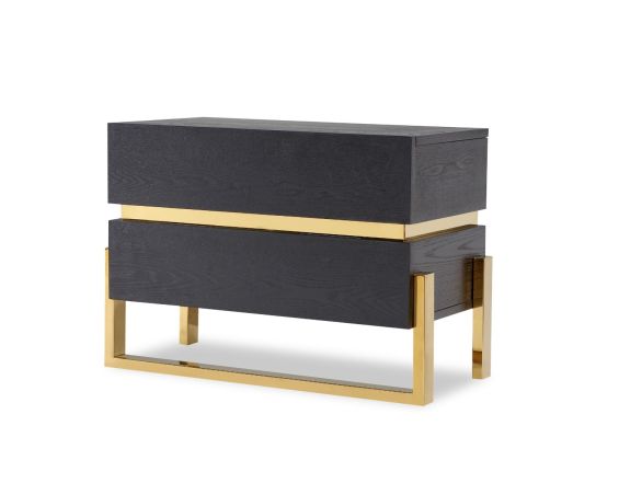 Enigma Bedside Table - Black Ash Veneer