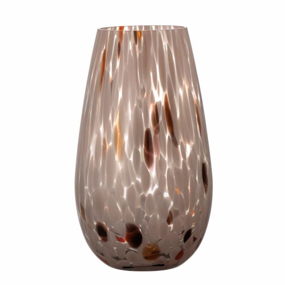 glass vase with stretch dot design in pale pink