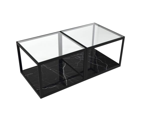 Tamon Coffee Table - Black Marble - Set of 2