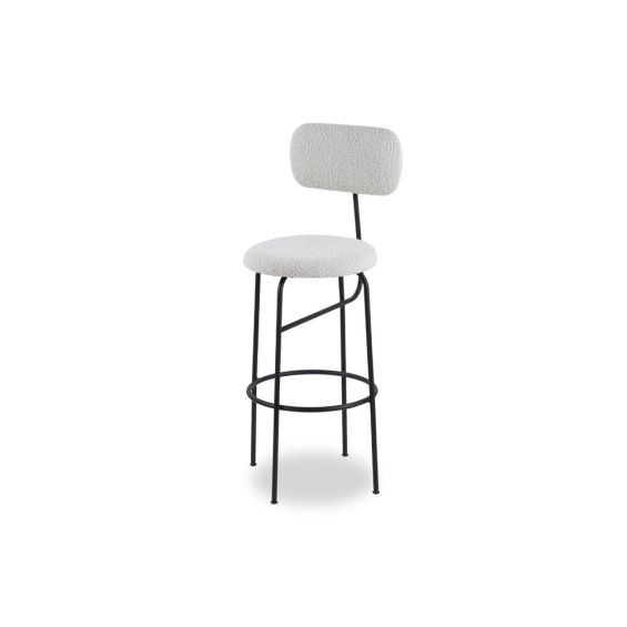 Seclus Bar Stool - Boucle Sand/Matte Black