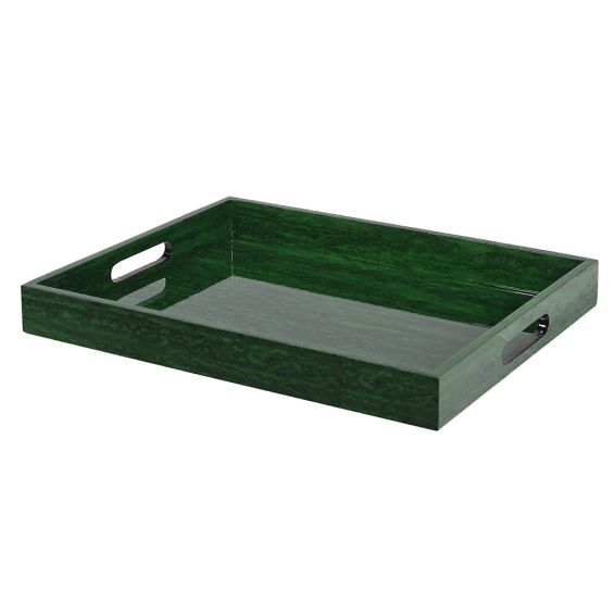 Sleek tray in glossy green finish