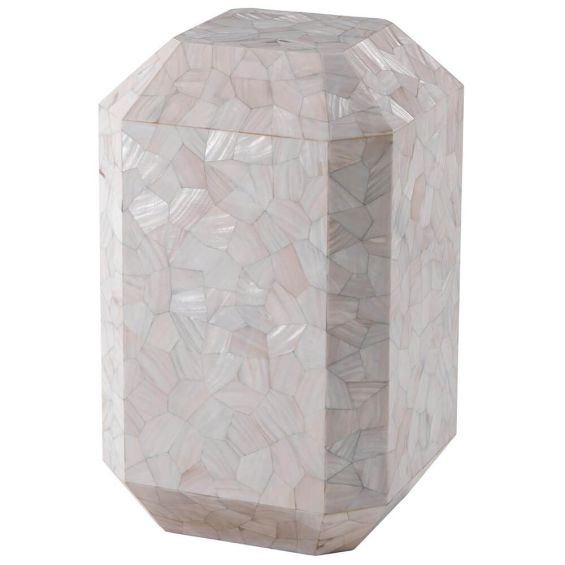 Light ivory/grey geometrically pearlescent side table 