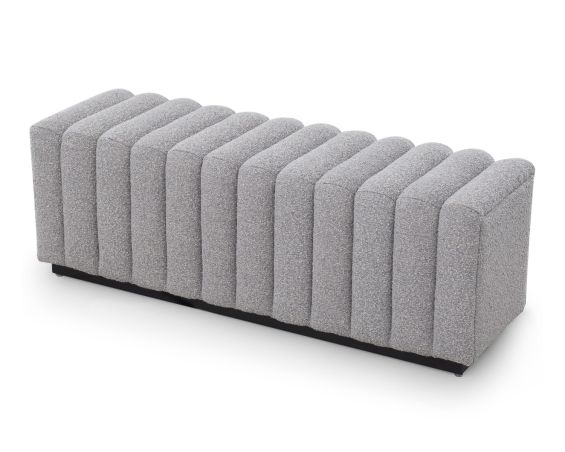 Grey boucle bench with channelled seat