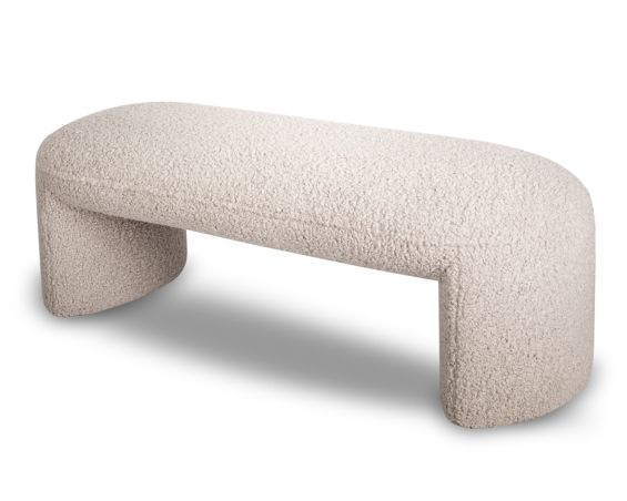 Sand boucle bench with channelled seat