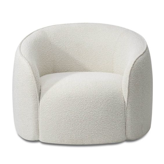 Boucle sand chair with wrap-around shape