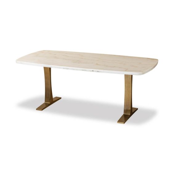 Tatler Dining Table - White Marble/Brushed Brass