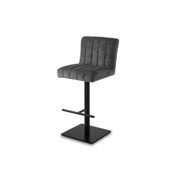 Square bar stool with upholstered in grey with fluting details