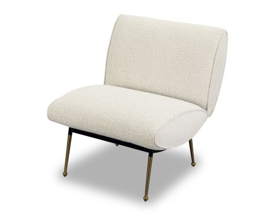 Oda Occasional Chair - Boucle Sand/Brushed Brass & Black