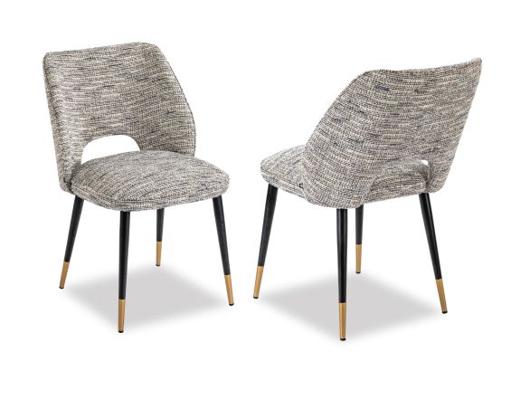 Dining chair with sherpa grey textured upholstery 