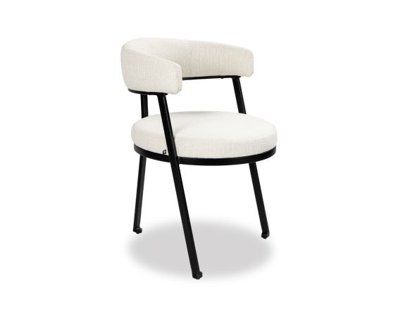 Minimal style dining chair in Pilman Beige with rounded seat and curved backrest