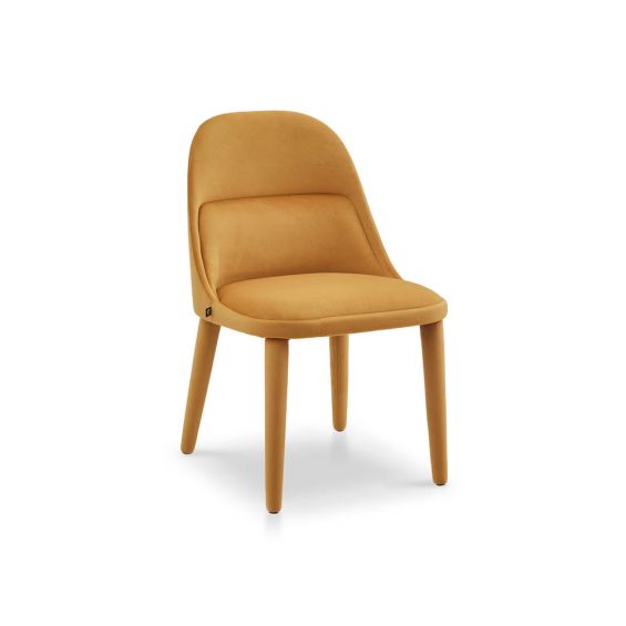 Mustard yellow recycled velvet dining chair