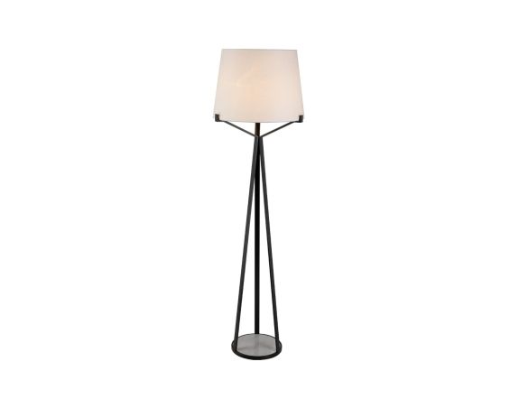 Luca Floor Lamp - Matte Black/White Marble