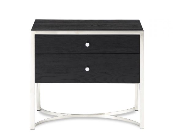 Rivoli Bedside Table - Polished Stainless Steel