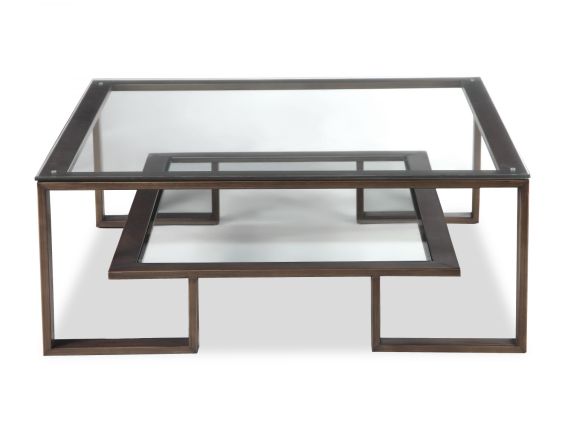 Mayfair Coffee Table - Antique Bronze Hairline/Clear Glass