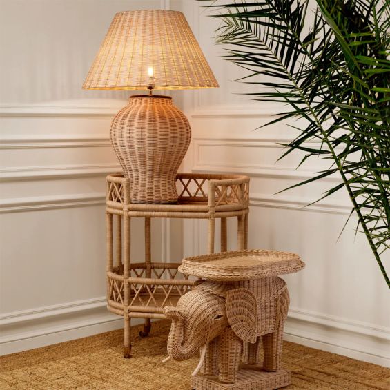 Rattan style table lamp