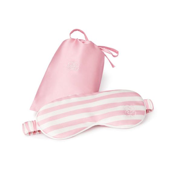 Pink and ivory stripe travel sleeping mask