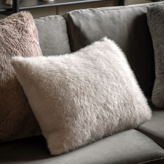 Oatmeal faux fur cushion