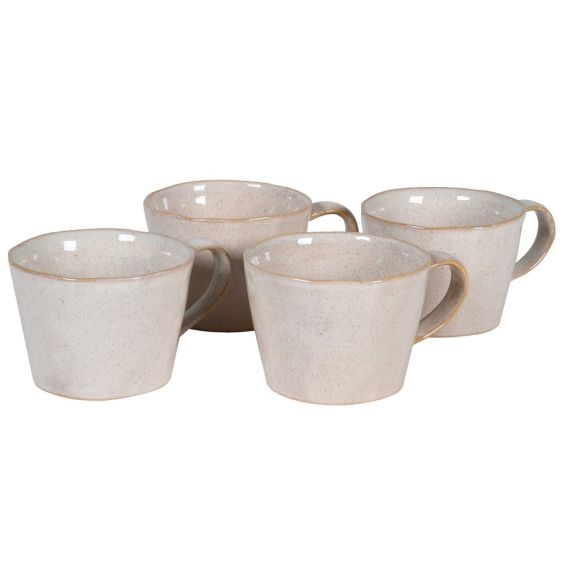 Set of 4 stoneware mugs in beige