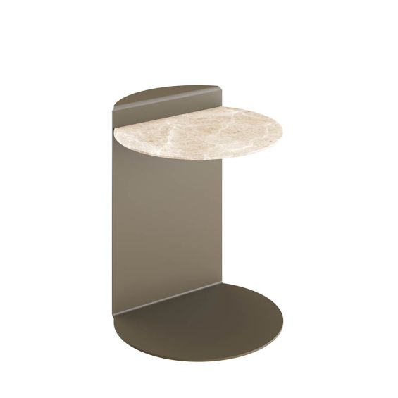 Sophisticated metal side table with round marble top