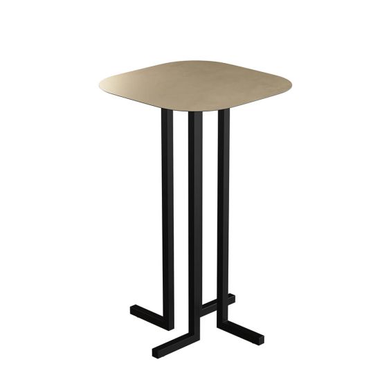 Illustrious brass side table with black sculptural legs