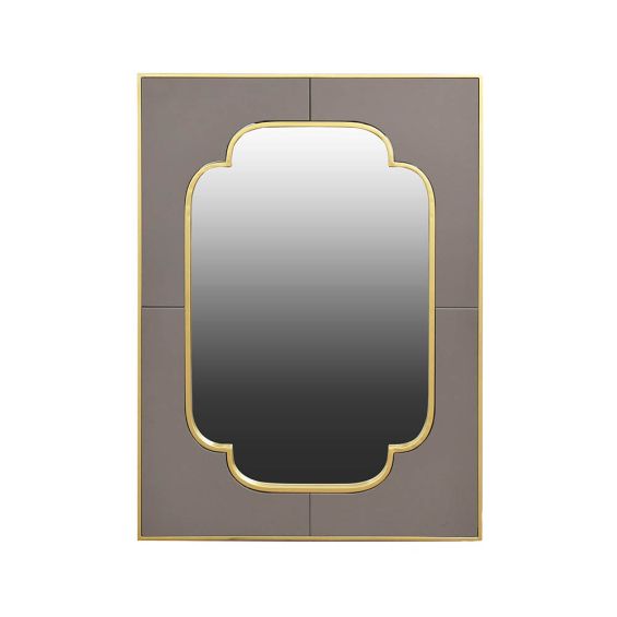 Sophisticated wall mirror with grey frame and gold accents