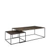 Set of two coffee tables in aluminium with vintage brass finish