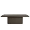 Dining table with rounded edges and base in dark grey