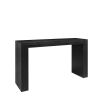 Waterfall style black wood console table