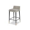 Grey velvet counter stool with fluted back rest and seat