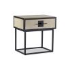 Beige shagreen bedside table with black frame and horizontal handle