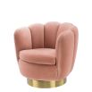 pink art deco swivel chair with golden base