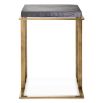 Square side table with thick, handmade glass top and brass finish