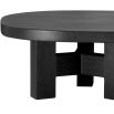 Black wooden coffee table with geometric legs