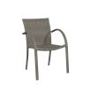 Charming grey wicker dining chair with high curved arms